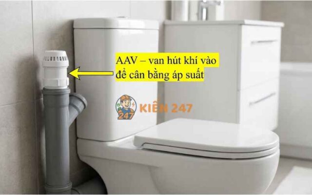 Van thông khí AAV cho bồn cầu khi không thể lắp ống thông hơi lên mái